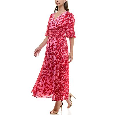women's taylor puff sleeve fit & flare maxi dress Taylor Women's Floral Puff-Sleeve Dress at Mall of America in Bloomington,  MN