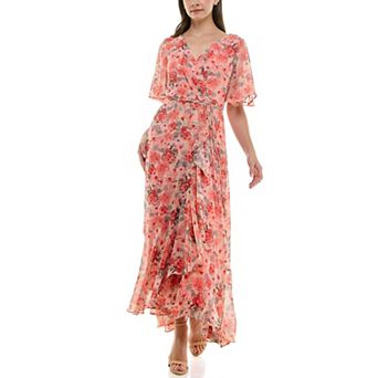 Women's Taylor Faux Wrap Ruffle Hem Fit & Flare Dress