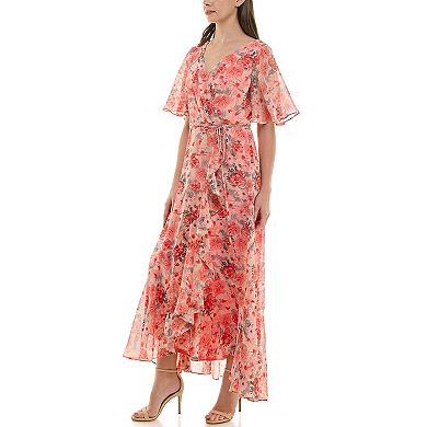 Women's Taylor Faux Wrap Ruffle Hem Fit & Flare Dress