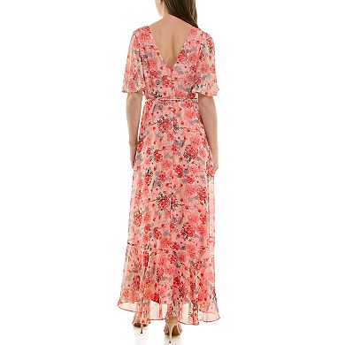 Women's Taylor Faux Wrap Ruffle Hem Fit & Flare Dress