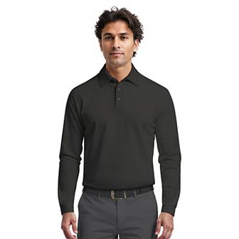 Men's Grand Slam Long Sleeve Fineline Heather Stripe Polo