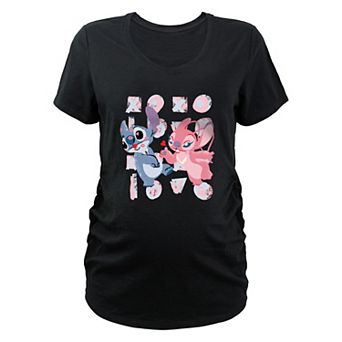 Disney's Lilo & Stitch Angel Blowing Kisses At Stitch Maternity Graphic Tee