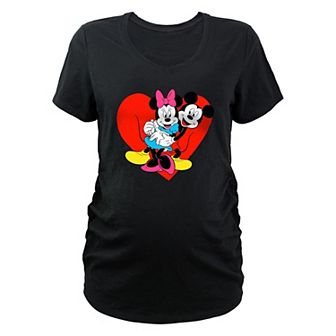 Disney's Mickey Mouse And Minnie Mouse Heart Hug Maternity Graphic Tee