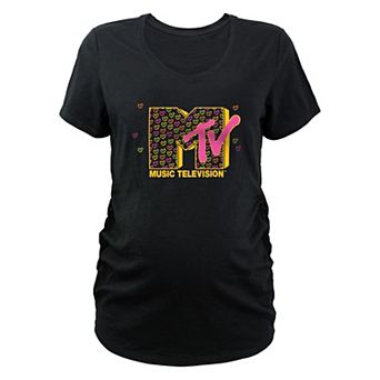 Maternity MTV Neon Hearts Print Logo Graphic Tee