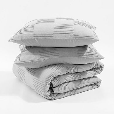 Lush Decor 3-Piece Sorano Chambray Textured Jacquard Cotton Duvet Cover Set