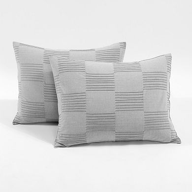 Lush Decor 3-Piece Sorano Chambray Textured Jacquard Cotton Duvet Cover Set