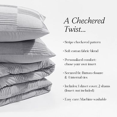 Lush Decor 3-Piece Sorano Chambray Textured Jacquard Cotton Duvet Cover Set