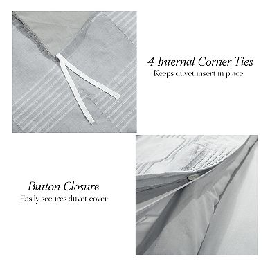 Lush Decor 3-Piece Sorano Chambray Textured Jacquard Cotton Duvet Cover Set
