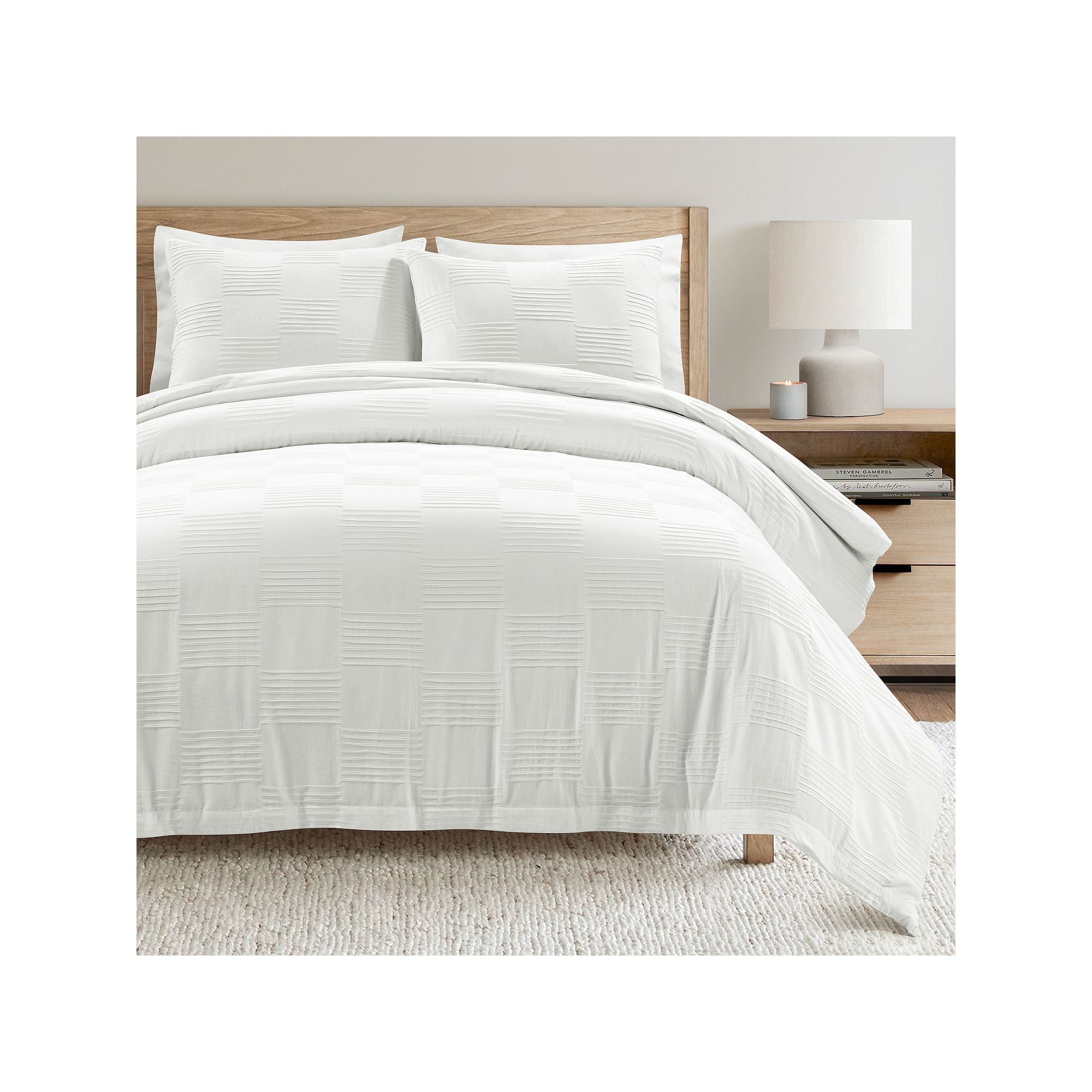 Lush Decor 3-Piece Sorano Chambray Textured Jacquard Cotton Duvet Cover Set