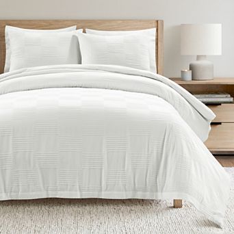 Lush Decor 3 pc Sorano Chambray Textured Jacquard Cotton Duvet Cover Set