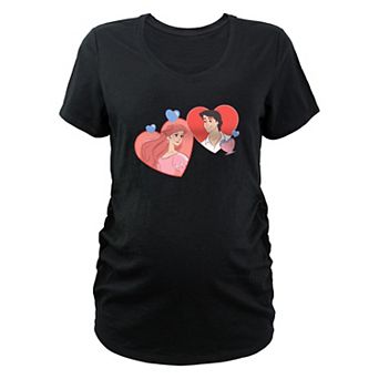 Disney's The Little Mermaid Ariel And Prince Eric Love Filled Hearts Maternity Graphic Tee