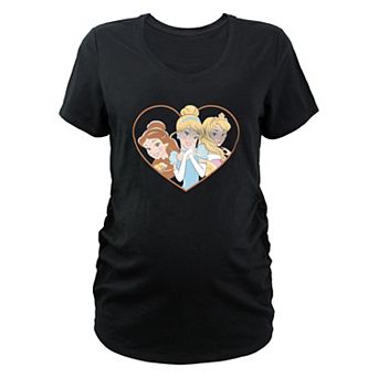 Disney Princess Belle, Cinderella & Aurora Blushing Heart Maternity Graphic Tee