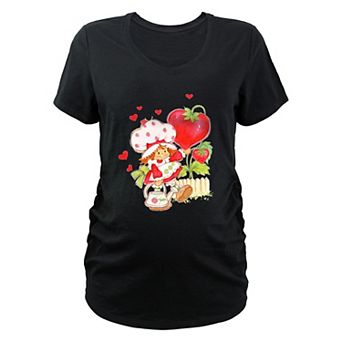Maternity Strawberry Shortcake Heart Shaped Strawberries Graphic Tee
