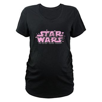 Maternity Star Wars Pink Hearts Logo Graphic Tee