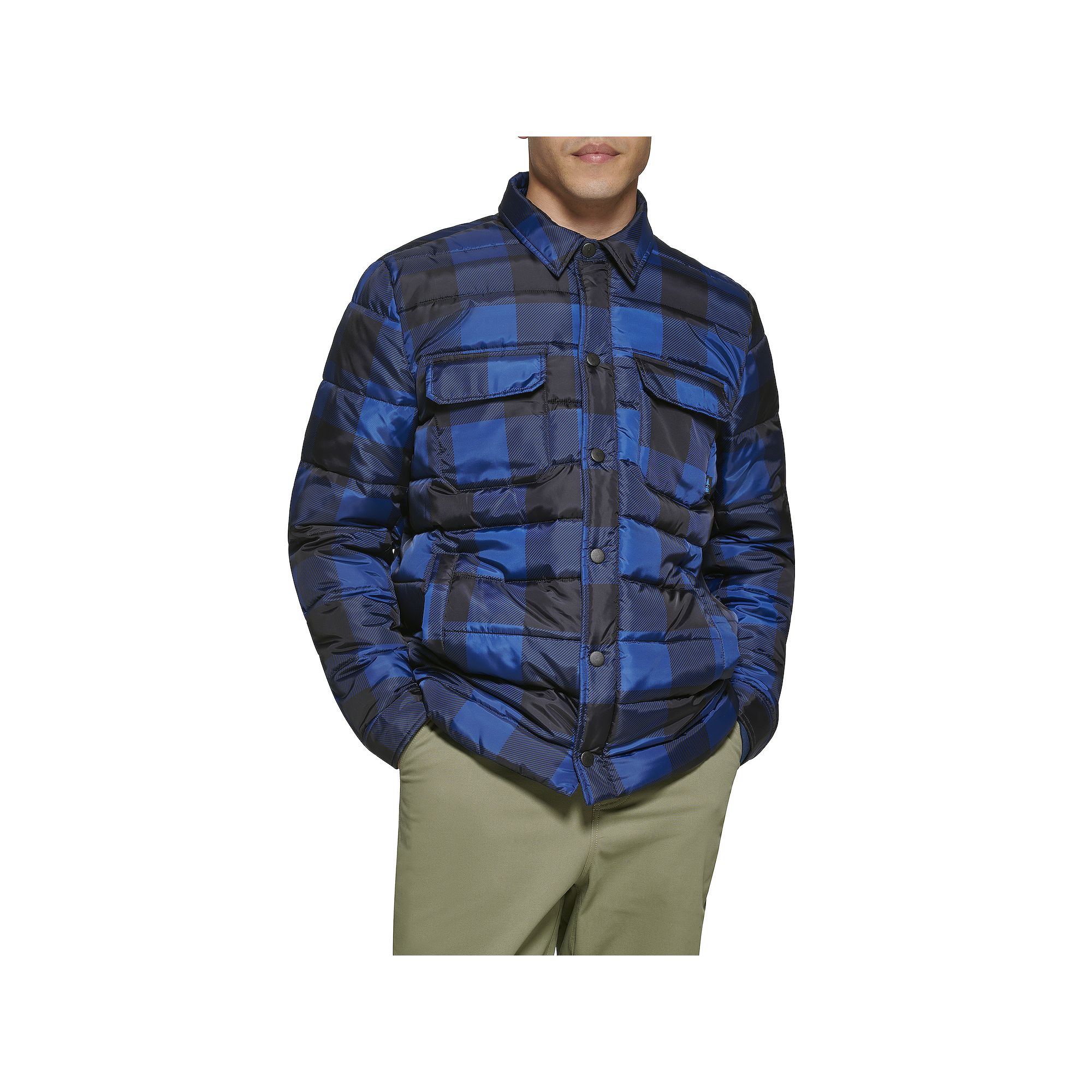 Mens G.H. Bass & Co. Quilted Shirt Jacket, Size: Small, Blue Plaid