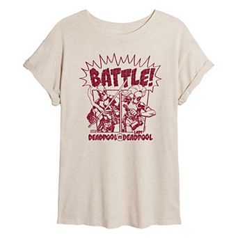 Juniors' Marvel Deadpool Battle vs. Lady Deadpool Oversized Tee