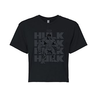 Juniors' Marvel Hulk Monochrome Cropped Tee