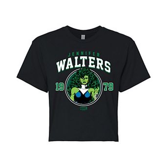 Juniors' Marvel She-Hulk Jennifer Walters Collegiate Cropped Tee