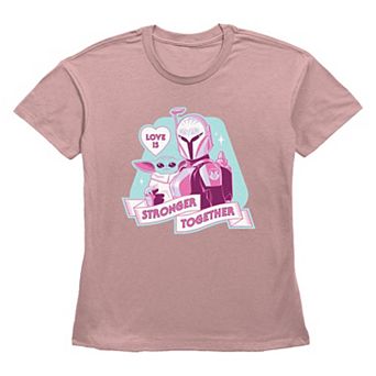 Women's Star Wars The Mandalorian And The Child Love Is Stronger Together Graphic Tee