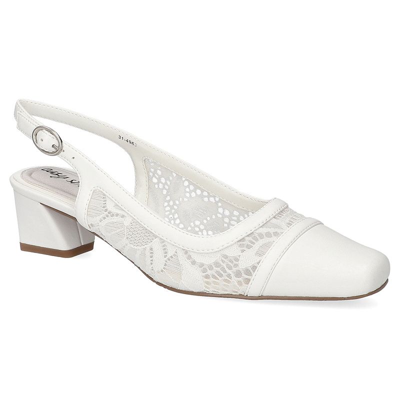 Easy Street Fortune Square Toe Slingback Women's Shoes, Size: 9.5, White