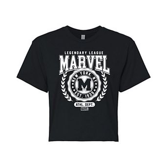 Juniors' Marvel Collegiate Legendary League Cropped Tee