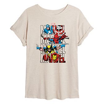 Juniors' Marvel Heroes Oversized Tee