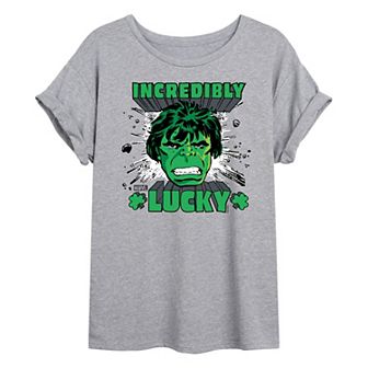 Juniors' Marvel Hulk Incredibly Lucky Oversized Tee