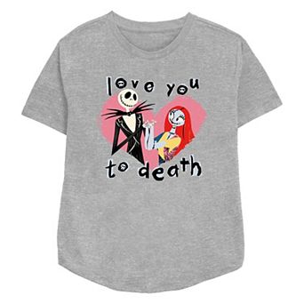 Disney's The Nightmare Before Christmas Jack Skellington And Sally Love You To Death Women's Relaxed Fit Graphic Tee