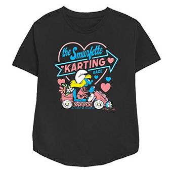 Women's Smurfs The Smurfette Karting Race Relaxed Fit Graphic Tee