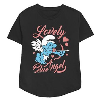 Women's Smurfs Lovely Blue Angel Relaxed Fit Graphic Tee