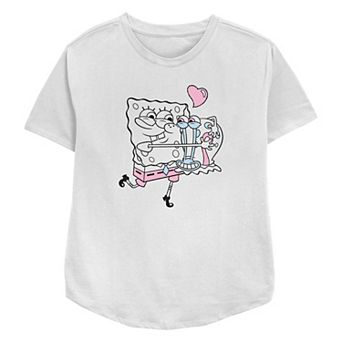 Women's Nickelodeon SpongeBob SquarePants And Gary Best Friends Hug Relaxed Fit Graphic Tee