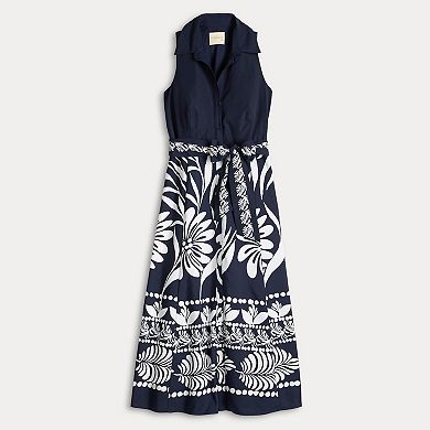Women's 5th + Madison Edit Sleeveless Shirtdress with Printed Skirt