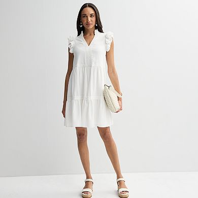 Women's 5th + Madison Edit Short Flutter Sleeve V-Neck Tiered Dress