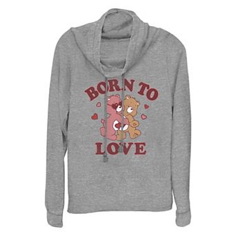Women's Care Bears Born To Love Cowlneck Graphic Lightweight Long Sleeve