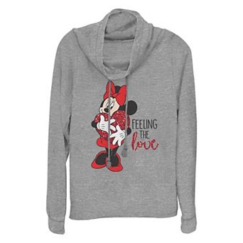 Disney's Minnie Mouse Feeling The Love Women's Cowlneck Graphic Lightweight Long Sleeve