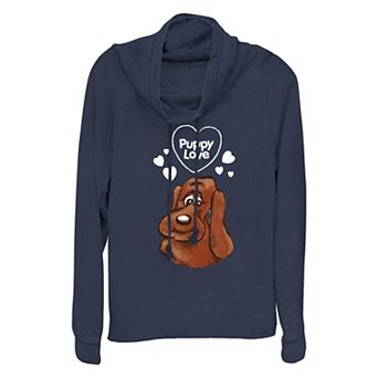 Women's Pound Puppies Puppy Love Cowlneck Graphic Lightweight Long Sleeve