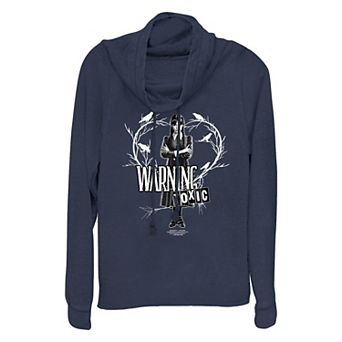 Women's Wednesday Warning Toxic Heart Cowlneck Graphic Lightweight Long Sleeve