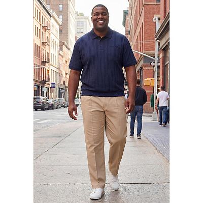 KingSize Men's Big & Tall Relaxed Fit Wrinkle-Free Expandable Waist Pleated  Pants
