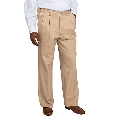 KingSize Big & Tall Relaxed Fit Wrinkle-Free Expandable Waist Pleated Pants - Dark Khaki - 70