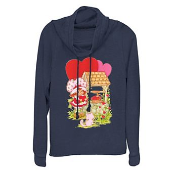 Women's Strawberry Shortcake And Custard Love Well Cowlneck Graphic Lightweight Long Sleeve