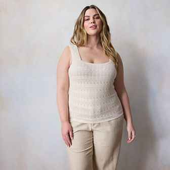 Plus Size LC Lauren Conrad Squareneck Sweater Tank Top