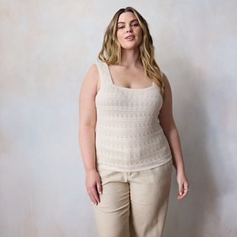 Plus Size LC Lauren Conrad Squareneck Sweater Tank Top