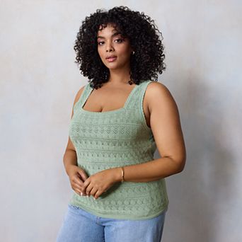 Plus Size LC Lauren Conrad Squareneck Sweater Tank Top