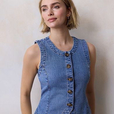 Petite LC Lauren Conrad Longline Denim Vest