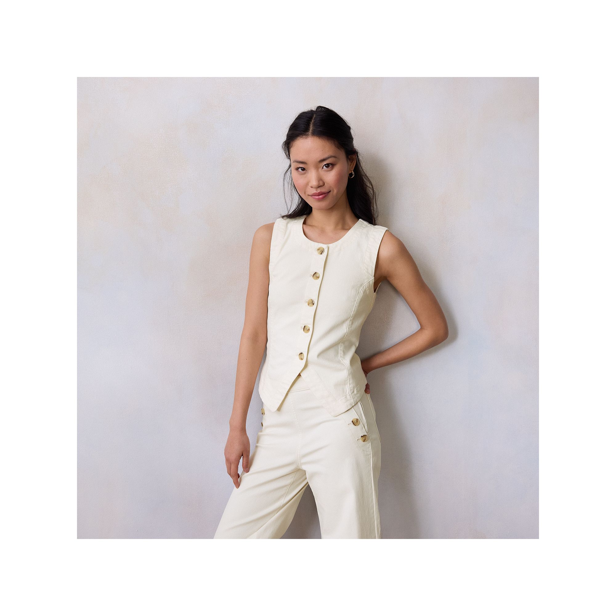 Womens LC Lauren Conrad Longline Vest, Size: XS, Ivory Silk