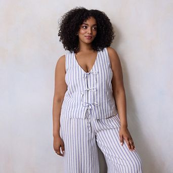 Plus Size LC Lauren Conrad Tie Front Vest