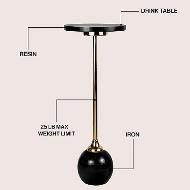 Evelyn 26" Modern Glam Metal/Resin Mosaic Top Pedestal Drink Table and Decorative End Table