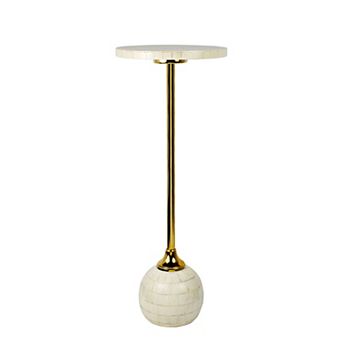 Evelyn 26" Modern Glam Metal/Resin Mosaic Top Pedestal Drink Table and Decorative End Table