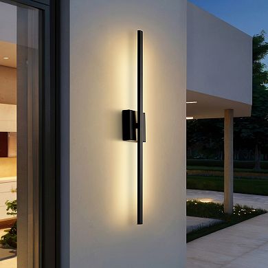 Vara Minimalist Indoor/Outdoor Metal 350-Degree Rotate Dimmable Integrated Linear LED Wall Sconce