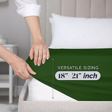 Elegant Comfort Extra Deep 18-21 Inch Fitted Sheet for High Mattress- All Around Elastic with Straps